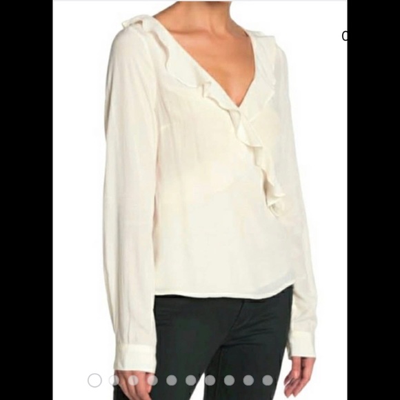 Revolve Line & Dot Haylee Ivory Wrap  Blouse - Picture 2 of 6